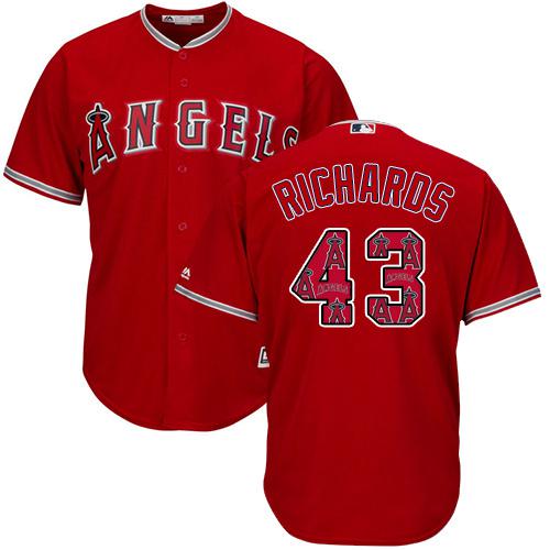 Angels of Anaheim #43 Garrett Richards Red Team Logo Fashion Stitched MLB Jersey